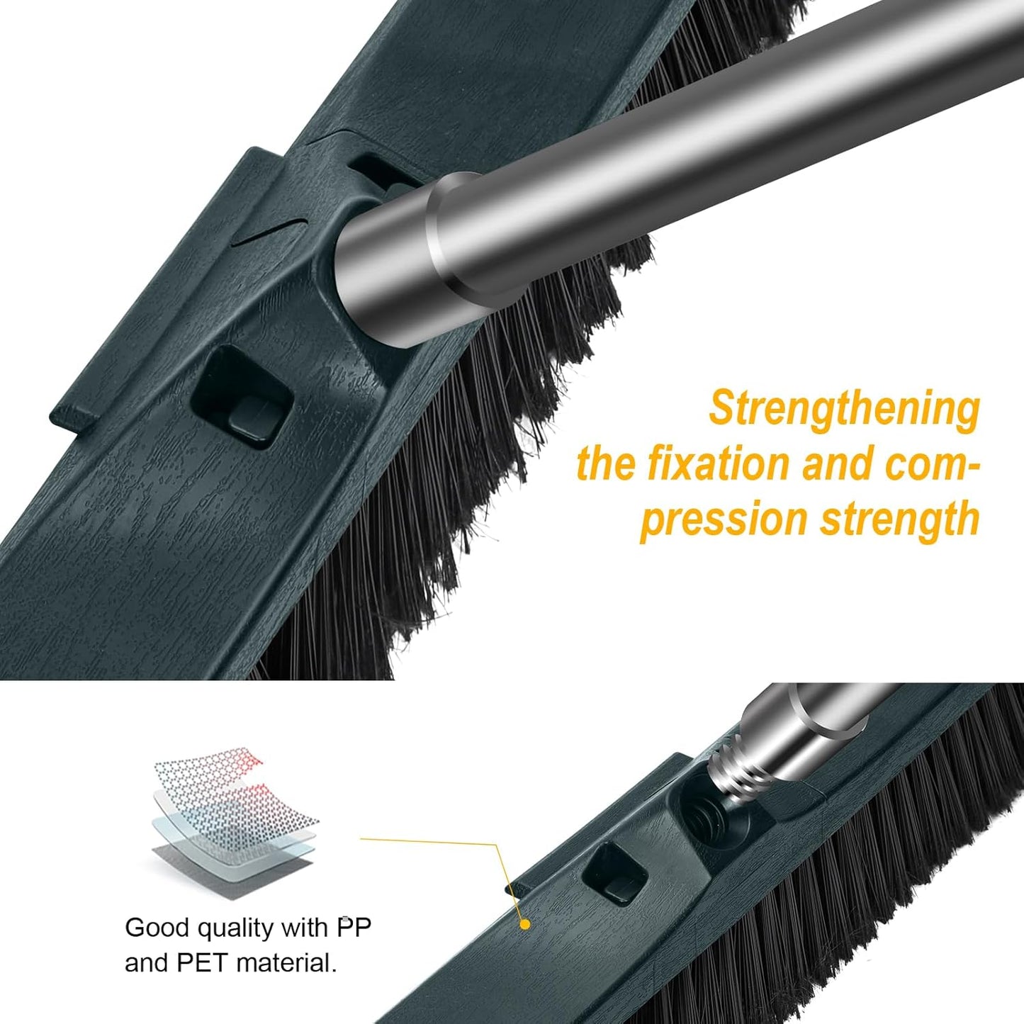 MASTERTOP 24" Push Broom Outdoor, Heavy Duty Garden Brush Broom with 58" Long Handle and Stiff Bristles,Commercial Outdoor Broom for Deck Driveway Garage Yard Patio Warehouse Concrete Floor Cleaning