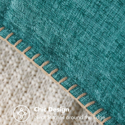 MIULEE Pack of 2 Couch Throw Pillow Covers 12x20 Inch Teal Farmhouse Decorative Pillow Covers with Stitched Edge Soft Chenille Solid Dyed Spring Pillow Covers for Sofa Bed Living Room