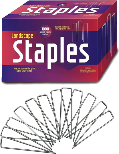 Ashman Garden Landscape SOD Staples and Stakes Pins for Weed Barrier Fabric, Ground Cover, Garden Hose, Lawn Drippers, Drip Irrigation Tubing, 1000 Pack Heavy Duty & Anti Rust