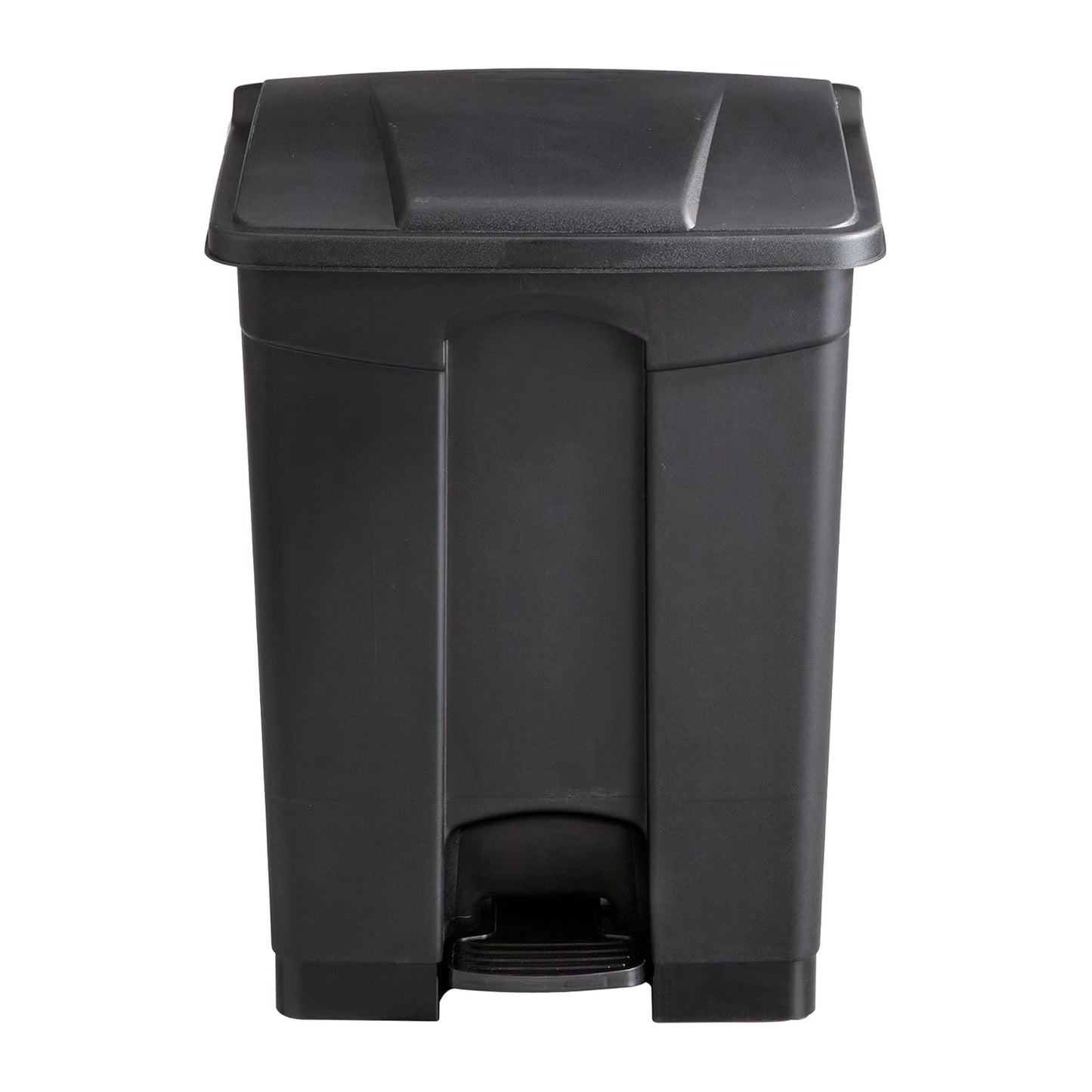 Safco Step On Plastic Trash Can with Foot Pedal, 17 Gallon Garbage Can for Kitchen, Indoor or Outdoor Use, Hands Free, Black