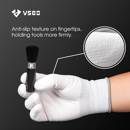 VSGO Professional Camera Cleaning Gloves Anti-Static for Camera and Sensor Cleaning, Compatible with Precision Instruments, White (DDG-1)