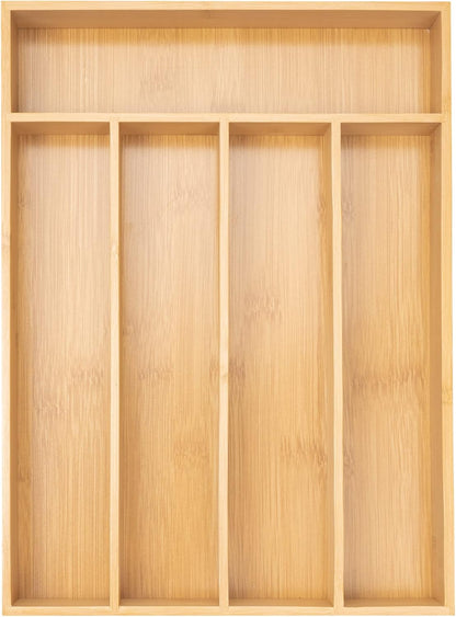 Silverware Organizer Kitchen Drawer Organizer Utensil Organizer Bamboo Silverware Holder Cutlery Organizer in Drawer Flatware Organizer Tray(5 slots, Natural