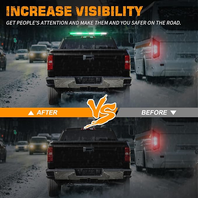 XRIDONSEN 28.4" 80 LED Green White Roof Emergency Light Bar Top Firefighter Lights Warning Flashing Safety Beacon Double Side Magnetic First Responder Strobe Lights for Vehicles Fire POV Trucks