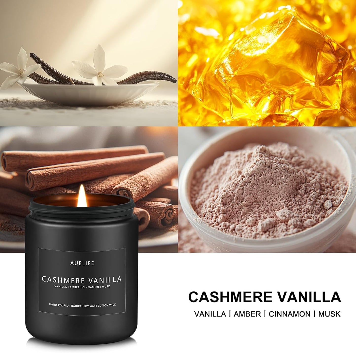 Cashmere Vanilla Candle | Scented Candles for Home, Aromatherapy Candle - Soy Candles for Home Scented, Candle Gift for Women Men, Home Fragrance Decoration -7oz