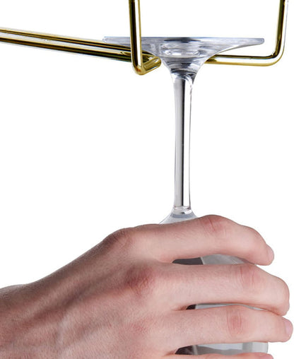 TrueCraftware- 24-Inch Wine Glass Rack Brass Finish Set of 2- Stemware Rack Wire Hanging Rack Under Cabinet Wine Glass Stemware Holder Glass Storage Hanger Organizer for Kitchen and Bar