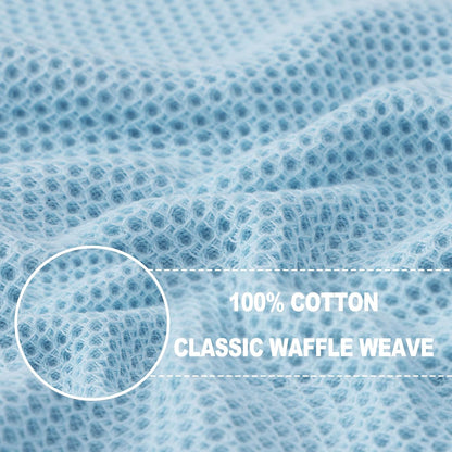 Homaxy 100% Cotton Waffle Weave Kitchen Dish Cloths, Ultra Soft Absorbent Quick Drying Dish Towels, 12 x 12 Inches, 8-Pack, Sky Blue