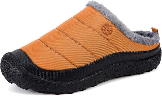 Womens Mens House Slippers Slip on Snow Winter Warm Fully Fur Lined Slippers Indoor Outdoor Shoes