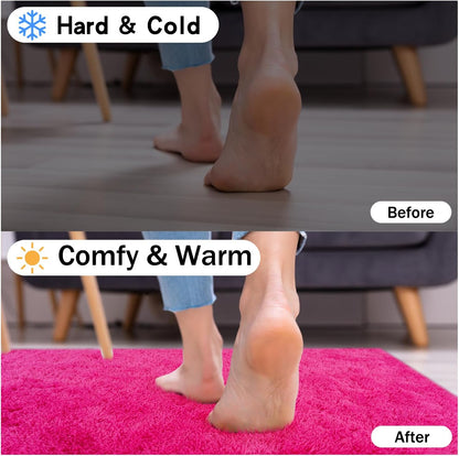 Rezutan Ultra Soft Fluffy Hot Pink Rugs,2x6 Feet Fluffy Shag Area Rugs for Living Room, Comfy Furry Rug for Girls Kids Baby Room Decor, Non Slip Nursery Modern Indoor Fuzzy Floor Bedside Carpet