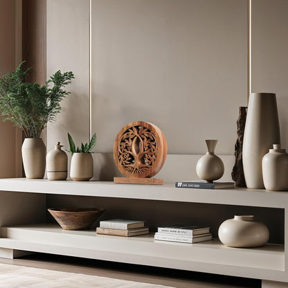 Decozen Solid Wood Tree of Life Sculpture - Home Decor, Living Room, Boho, Shelf, Coffee Table, Centerpiece Table Decorations, Mantle, Dining Table Centerpiece, Bathroom Shelf, Entryway, Farmhouse