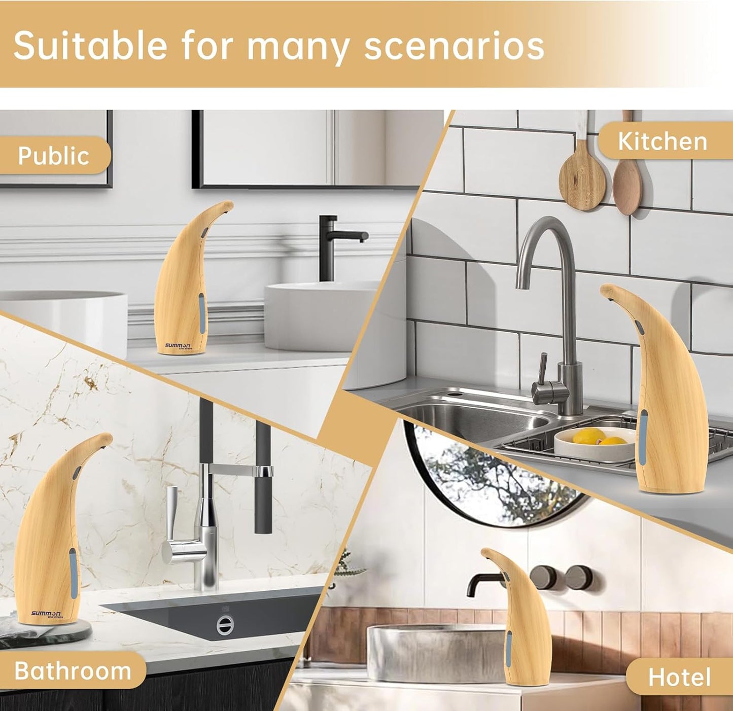 Automatic Liquid Soap Dispenser Touchless,400ML Hand & Dish Countertop Electric Dispenser with Sensor,4 Gear Adjustable Waterproof Battery Operated Kitchen Auto Soap Pump