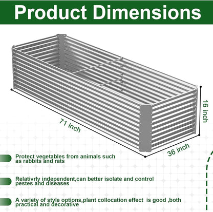 2 Pack 6x3FT Tall Galvanized Raised Garden Bed Outdoor,Metal Garden Bed for Vegetables,Steel Raised Beds for Gardening,Above Ground Garden Box for Flower-H2M