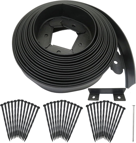 Landscape Edging,Flower Bed Edging no dig，Lawn Edging Garden Edging Border(30Feet-Black-Tall Wall)