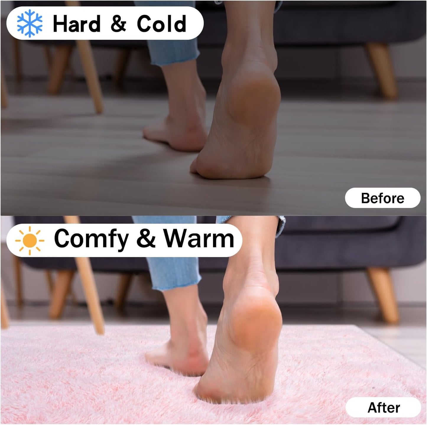 Ultra Soft Fluffy Pink Rugs for Bedroom 4x6 Feet, Fluffy Shag Area Rugs for Living Room, Large Comfy Furry Rug for Girls Kids Baby Room Decor, Non Slip Nursery Modern Indoor Fuzzy Floor Bedside Carpet