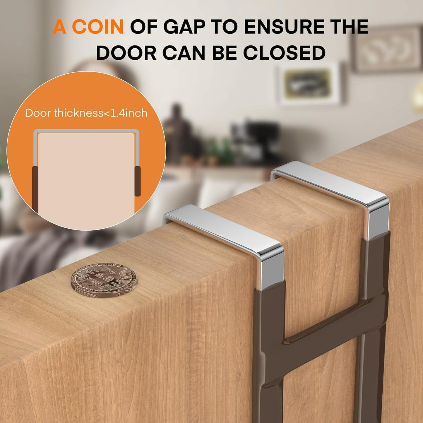 FYY Over The Door Hooks - 2 Pack Heavy Duty Dual-Hook Organizer Hanger with Non-Slip Rubber for Towels, Clothes, Hats & Bags Use in Bathroom, Bedroom, Kitchen - Fits Interior Doors Up to 1 3/8" Brown