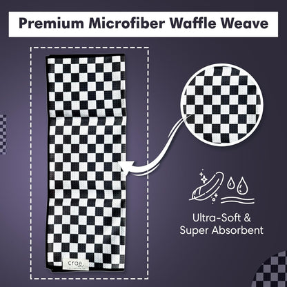 2 Double Sided Microfiber Hand Towels, 17x27 Inches Waffle Design Kitchen Towels Set, Durable & Soft Fast Drying Hand Wash Cloth and Dishcloth Perfect for Everyday (Pia & Fonnie - Black/Pink)