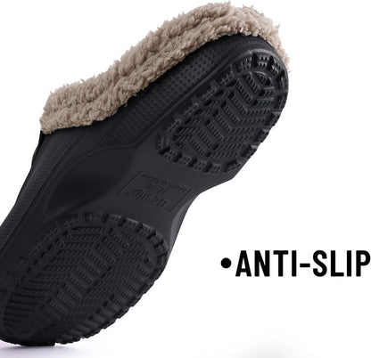 Beslip Classic Fur Lined Clogs Waterproof Winter Fuzzy Slippers for Women Men Indoor and Outdoor