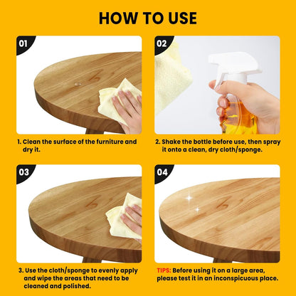 PIPIHUA Wood Oil Polish Spray, Shines & Protects, Wood Cleaner and Furniture Polish for Cabinets Tables Floors 16.9 oz