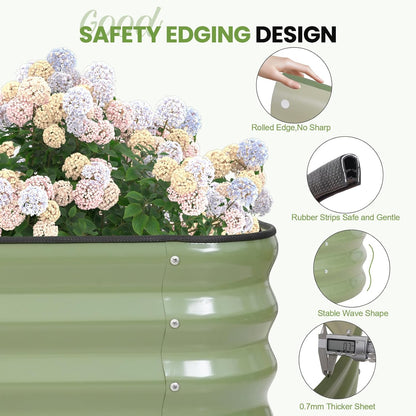 5-in-1 Adjustable Raised Garden Bed Kit | Galvanized Planter Boxes for Vegetables, Flowers | 12" Tall, Multiple Sizes (8x3x1ft, 9x2x1ft, 10x1x1ft, 6x5x1ft, 7x4x1ft) | Outdoor Metal Raised Bed, Green