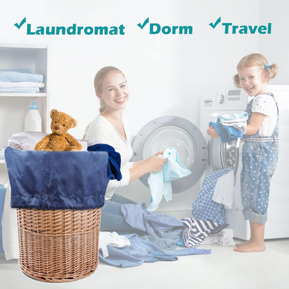 Heavy Duty Laundry Bag 2 Pack XL Nylon Laundry Bags with Straps, Washable Large Dirty Clothes Organizer with Drawstring Closure, Travel Washing Bag Fit a Laundry Hamper or Basket