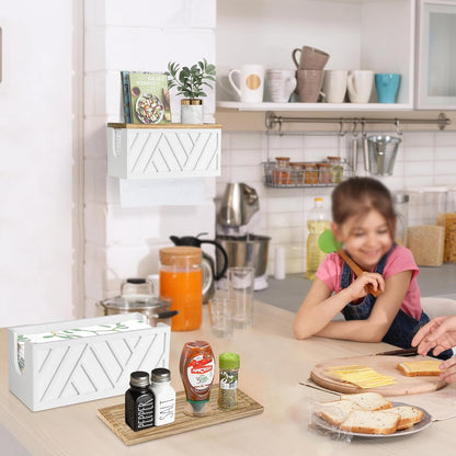 Set of 2 Paper Towel Dispenser Wall Mount, Paper Towel Holder Wall Mounted with Lid, Solid Wood Commercial C-Fold, Z-Fold, Trifold Hand Paper Towel Holder Hand Towel Holder for Bathroom Kitchen Decor