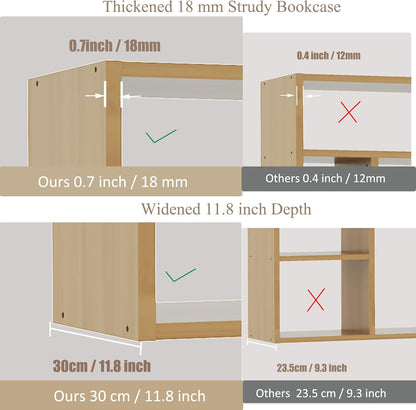 BLANKSPACE 71 Inch Tall Wooden Bookcase, 6-Tier Heavy Duty Storage Shelf with Foldable Storage Baskets - Freestanding Open Shelves for Living Room, Bedroom, Yuzu Oak