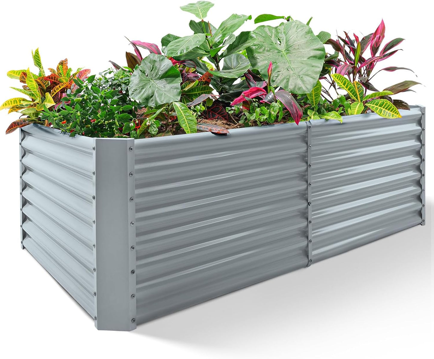 Land Guard 8×4×2ft Galvanized Raised Garden Bed, Planter Boxes Outdoor, Raised Garden Beds Outdoor for Vegetables, Flowers, Herbs, 479 Gallons, Modern Gray… B0CWTYXT24