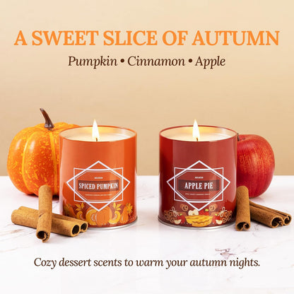 Fall Candles – 54oz (6×9oz) Soy Candles Gift Set with Autumn Scents: Pumpkin Spice, Cinnamon Clove, Apple Pie, Fireside Night, Hot Cocoa, Hello Fall – Gifts for Women & Men, Autumn Home Decor
