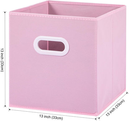 Stero Fabric Storage Cubes Bins, 13 inch Fun Colored Foldable Storage Baskets with Dual Plastic Handle for Home, Kids Room, Closet and Toys Organization, Multi Colored, Set of 6