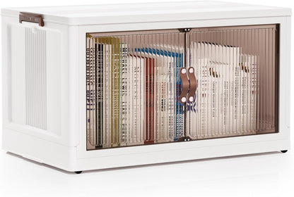 Jalove 88QT Plastic Storage Bins with lids, Stackable Collapsible Storage Containers with Wheels, Closet Organizer and Storage Drawers, Clothes Storage Cabinet for Home Office Garage, 1 Pack White