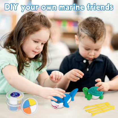 Air Dry Clay Kit for Kids,DIY Air Dry Clays Kit with Sculpting Tools and Tutorials,Creative Molding Clay Gift Kits with Tools,Ultra Light and Soft, Safe and Non-Toxic DIY Underwater Adventure Gift Toy
