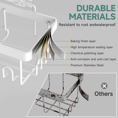 Veken 6-Pack Rustproof Waterproof Shower Caddy, Adhesive Shelves Rack with Soap Holder, Large Bathroom & Washroom Organizer, No Drilling Wall-Mounted Kitchen & Home Decor, Ideal for Bathtub Storage