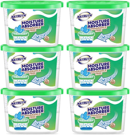 NATRUTH Moisture Absorber boxes, Unscented 500ml(6 PACKS)*10.5OZ Closet Dehumidifier, Eradicate Odor Moisture Absorbers Bucket,Dehumidifier for Closet,Bathrooms, Kitchen & Study, Boats,RVs (Green)