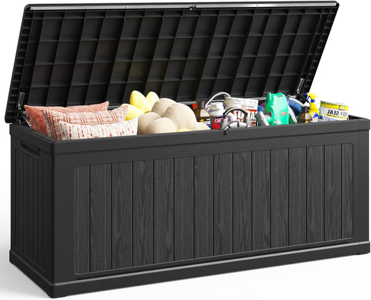 Vantic 260 Gallon Outdoor Resin Storage Deck Box Waterproof, Outdoor Large Deck Box Lockable & UV-Resistant, Outside Cushion Storage Bin for Patio Furniture, Garden Tools, Pool Accessories, Black