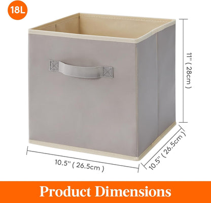 Lifewit 11 Inch Cube Storage Bins, 8 Packs Storage Cubes Foldable Decorative Fabric Storage Baskets for Organizing Home Organizers with Handles for Shelves, Closet, Light Gray