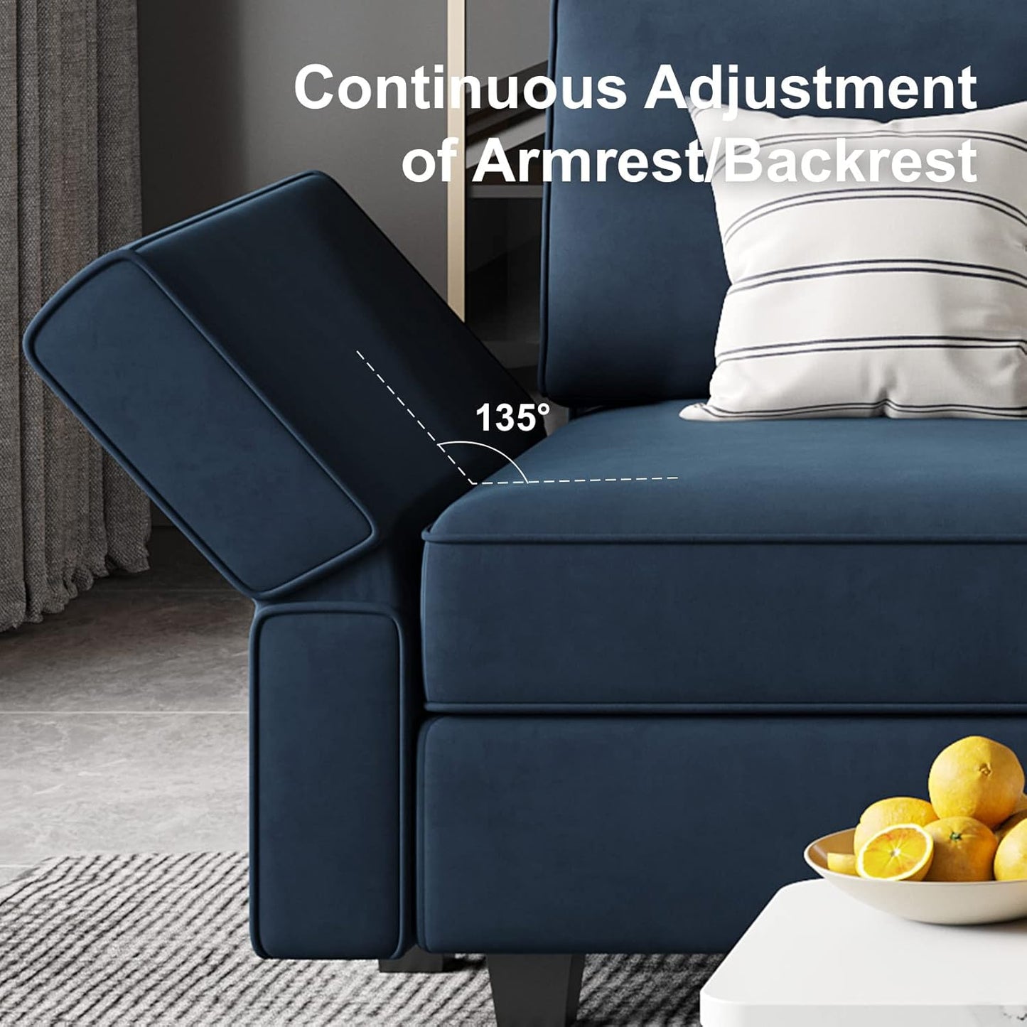 Belffin Modular Loveseat Sofa Couch with Storage Seats Velvet 2 Seater Love Seats for Small Spaces Blue