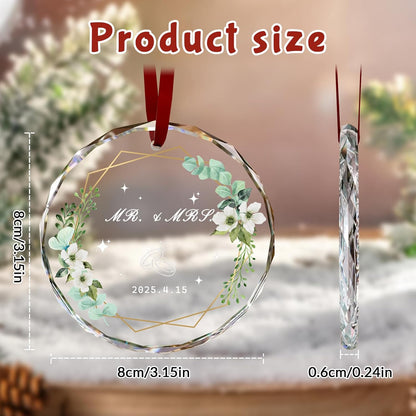 Custom Christmas Ornament Glass-Personalized Christmas Ornaments with Photo/Name/Date/Text,Wedding Christmas Birthday Baby Gifts (Color 2)