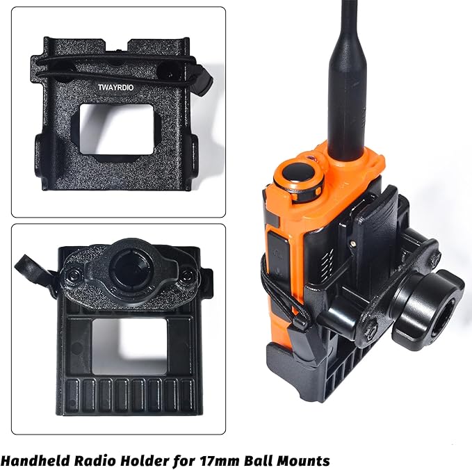 TWAYRDIO Handheld Radio Holder, Belt Clip Hanger Mount for 17mm Ball Mounts, Compatible with Motorola Kenwood Midland Baofeng Yaesu HT Walkie Talkies Two Way Radios Scanners