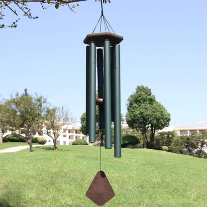 Wind Chimes Outdoor Large Deep Tone,Sympathy Wind Chime Outdoor, Memorial Wind-Chime with 6 Tuned Tubes, Elegant Chime for Garden, Patio, Balcony and Home Decor, Matte Green