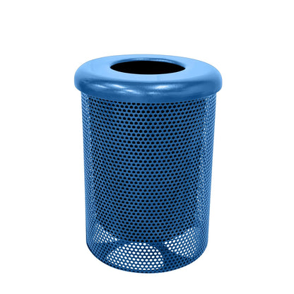 COATEDOUTDOORFURNITURE RFT-P-TXTLBL Heavy Duty Round Trash Receptacle with Flat Top, Liner Included, 32 Gallon, Textured Light Blue, Made in America