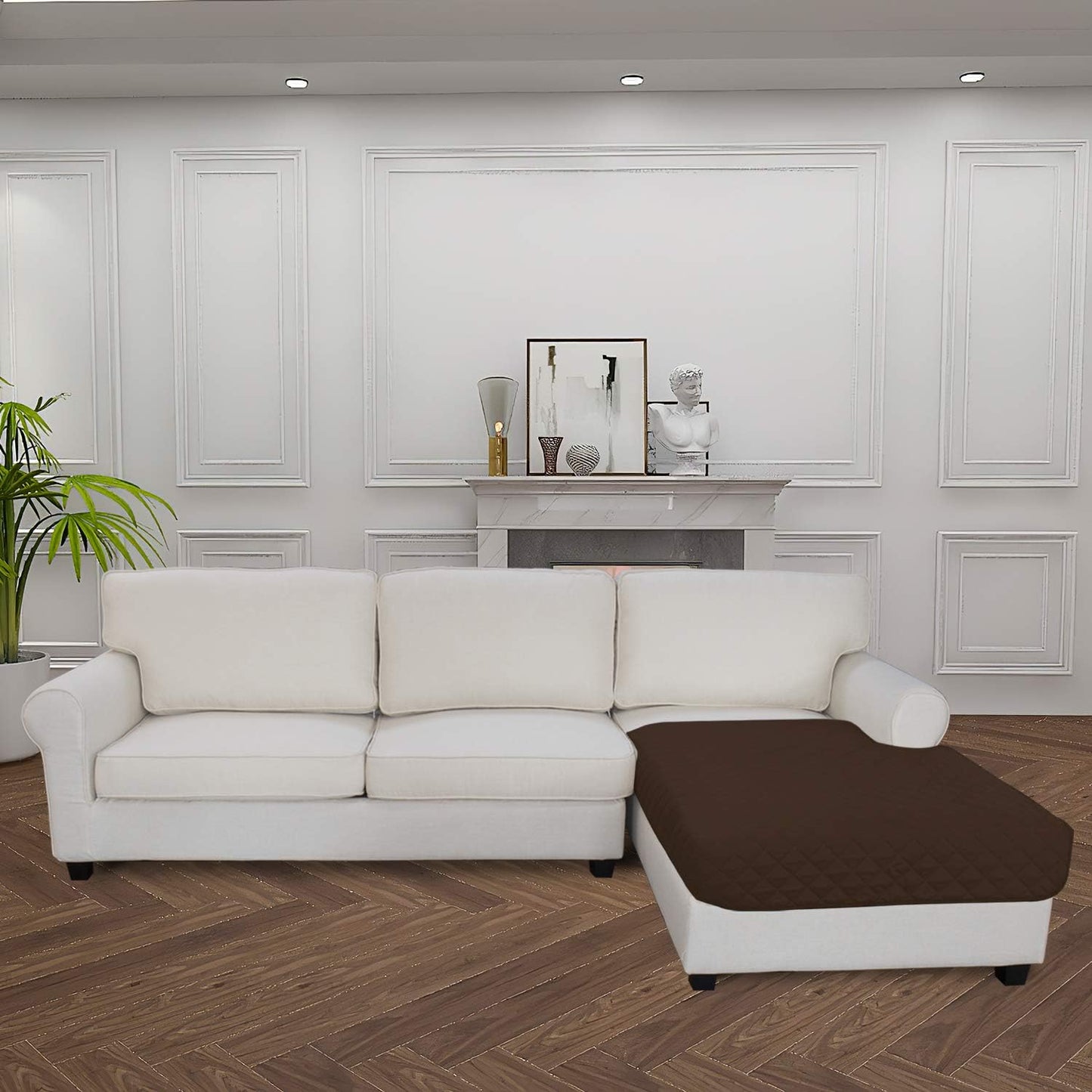 Easy-Going Sectional Couch Covers for Dogs L Shape Sofa Cover Reversible Sofa Slipcover Chaise Lounge Cover Furniture Protector Cover for Pets Dog Cat (42 x 52 inches, Coffee/Coffee)