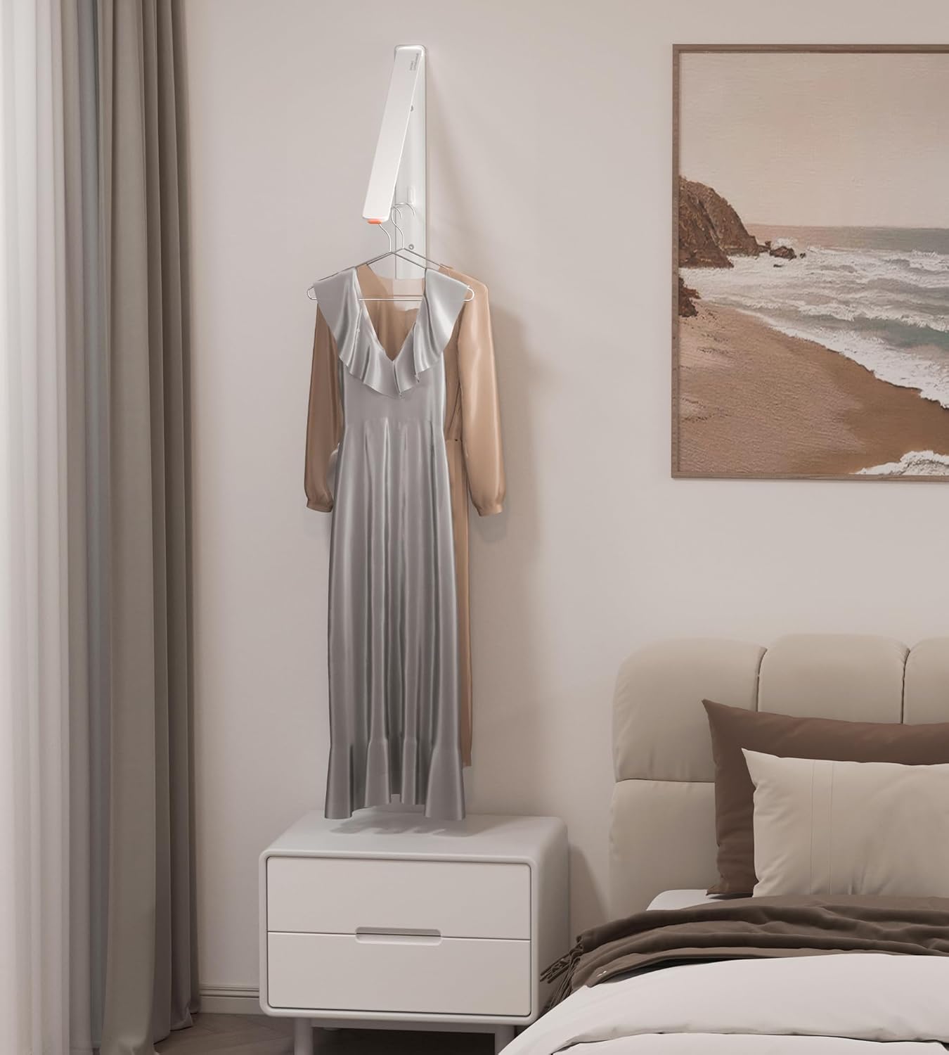 Dr.DJ Clothes Drying Rack, Wall-Mounted Retractable & Foldable Clothes Hanger for Laundry Room Organization and Storage, Clothes Hanger Rack for Dorm, Closet, Balcony(1 Pack, White)