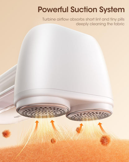 Fabric Shaver and Lint Remover, 6 Stainless Steel Blades, Dual-Head Rechargeable Sweater Shaver with LED Display, 3 Speeds, Electric Defuzzer for Clothes, Fuzz, Pills and Furniture