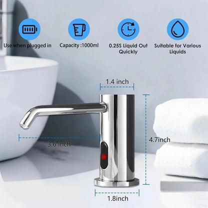 Automatic Soap Dispenser Touchless for Kitchen and Bathroom, Sink Built in Commercial Electric Soap Dispenser,Upgraded Infrared Sensors, with Bottle and Pump Electroplated 33.81oz/1000ml