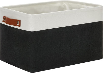 DULLEMELO Linen Closet Organizer and Storage Basket for Office, Bedroom, Cloth, Baskets for Organizing and Storage with handles for Shelves,Closet,Gift,Toys(White&Black)
