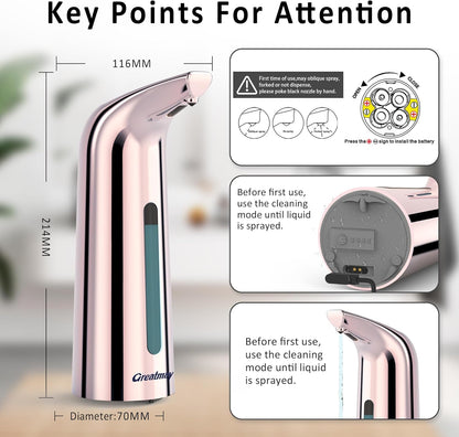 Convenient Automatic Soap Dispenser,4 Adjustable Levels Touchless Hand Sanitizer Pump with Infrared Sensor, 400 ml Countertop Electric Soap Dispenser