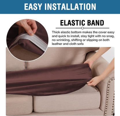 H.VERSAILTEX Velvet Stretch Individual Couch Cushion Cover Plush Cushion Slipcover for Loveseat Sofa Cushion Furniture Protector Seat Cushion Sofa Cover (1 Piece Sofa Cushion Cover, Brown)