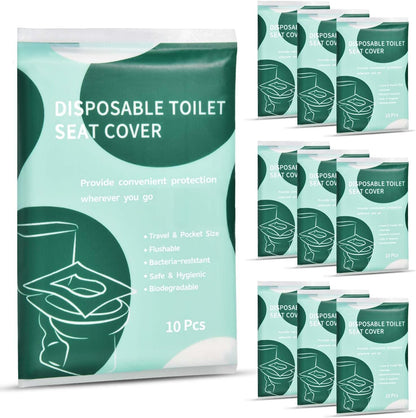 90 Pcs Disposable Flushable Paper Toilet Seat Covers Travel Supplies Essentials for Airplane, Public Restrooms, Bathroom, Hotels, Camping, Kids or Adults