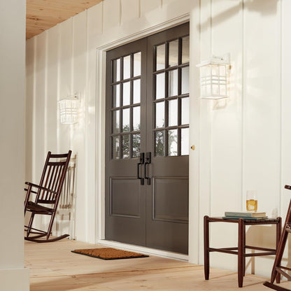 Kichler Beacon Square 14.25" Outdoor Wall Light in White, 1-Light Exterior Wall Sconce with with Clear Hammered Glass, (14.25" H x 8" W), 49830WH