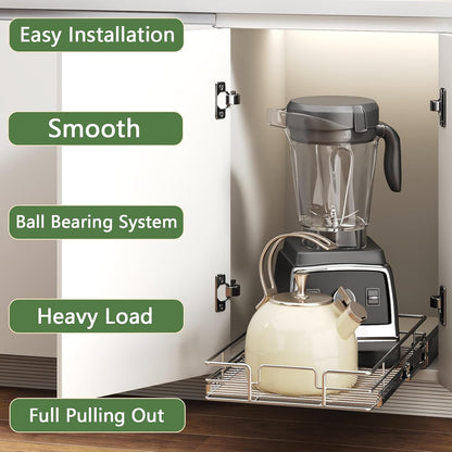 Pull Out Cabinet Organizer 11½" W x 21½" D, Heavy Duty Cabinet Pull Out Shelves, Slide Out Drawers Organization for Kitchen Cabinets Bathroom