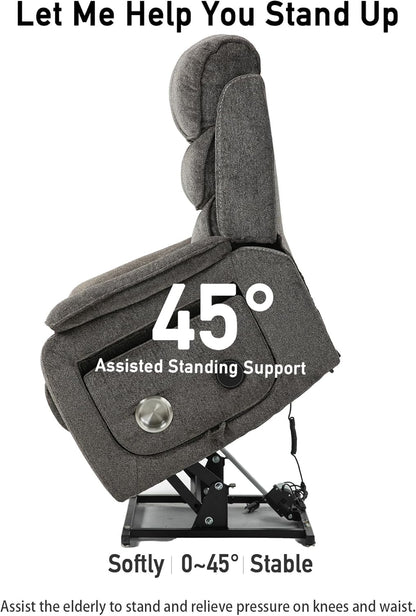 Large Power Lift Chairs Recliners for Elderly with Heated and Massage, Upgraded Dual Motor Lay Flat Recliners, 25in Extra Wide Seat, Folding Tablet, Side Pocket